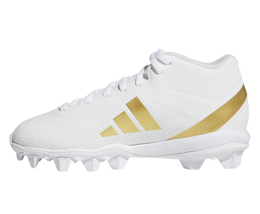 Adidas Adizero Impact.2 Molded Preschool Boys' " White/Gold Metallic" Football Cleat