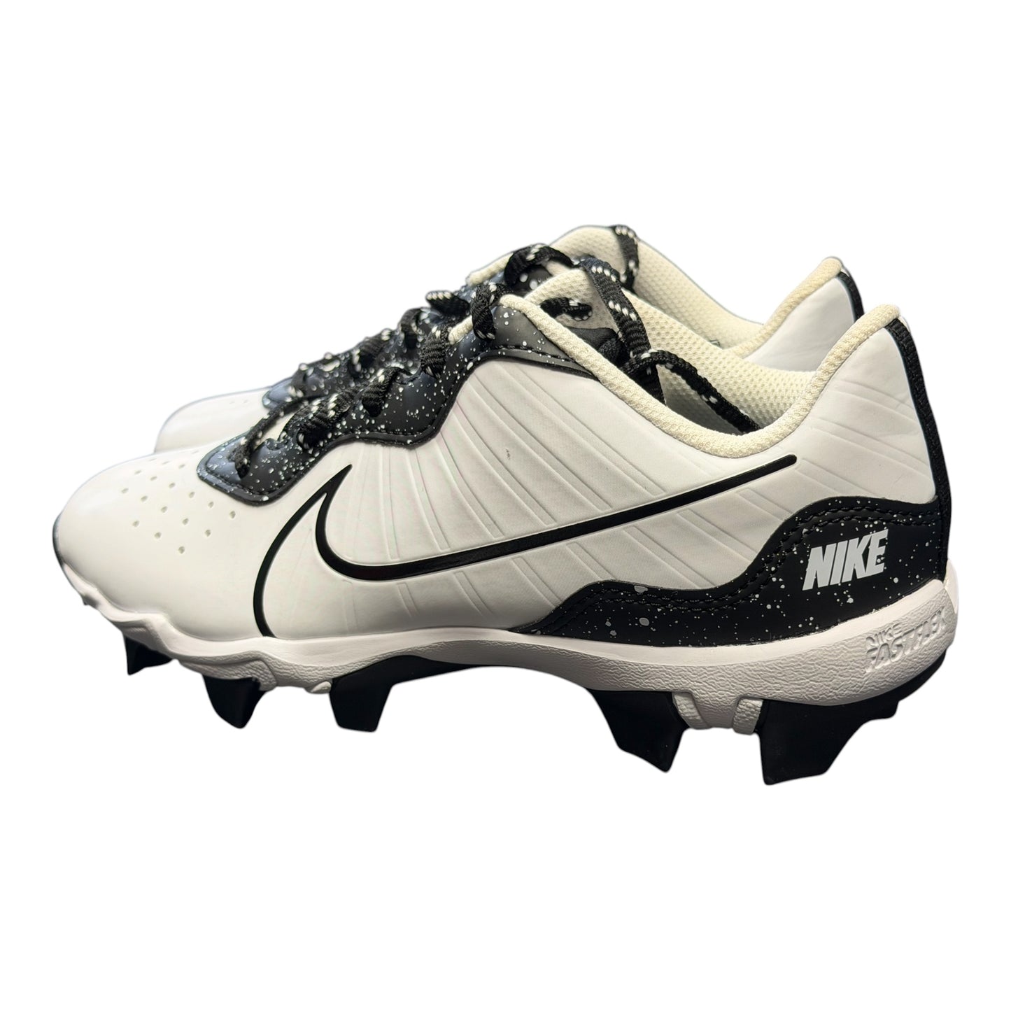 Nike Kids Alpha Huarache 4 Keystone GS 'White & Black with white Splatter Cleats (Size 4)