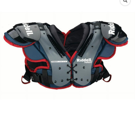 New Riddell Pursuit Youth Football Shoulder Pad, Blue/Red, Large