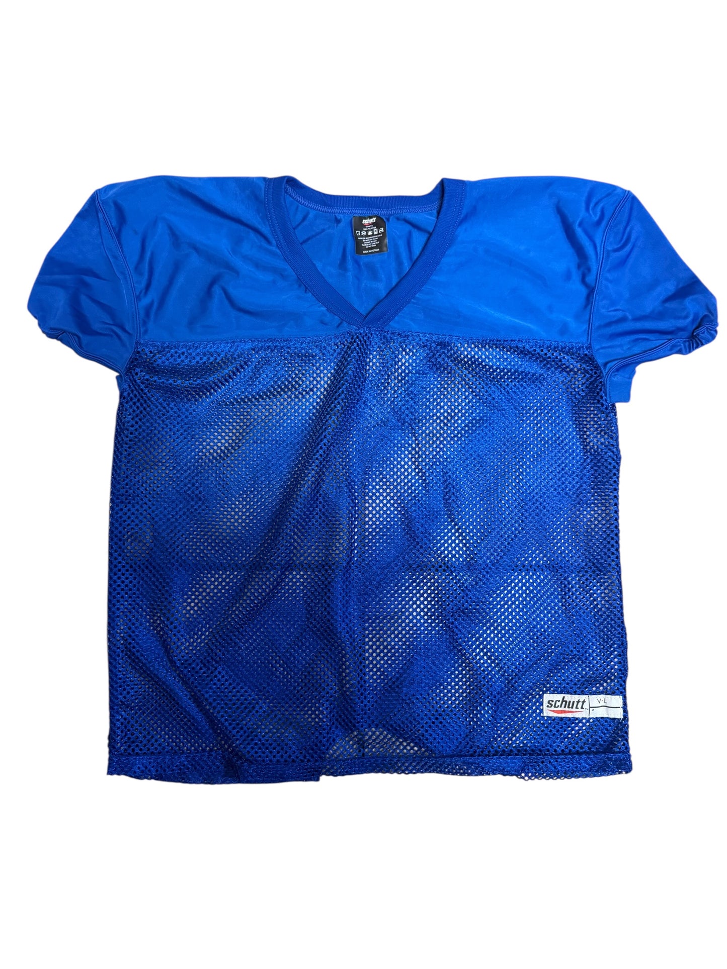 Used Blue Schutt Practice Football Jersey (Size Varsity Large)