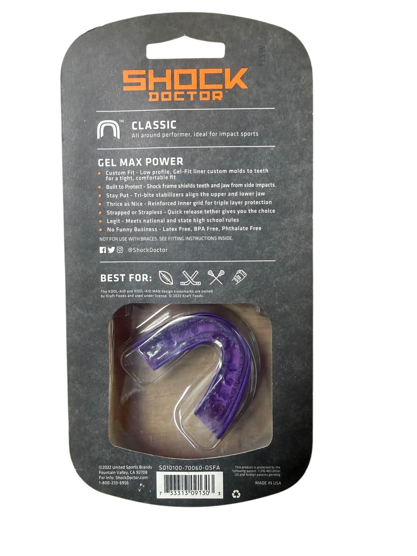 Discounted Grape Kool Aid Shock Doctor Gel Max Power Mouthguard