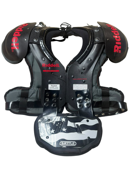 Used Riddell Football Shoulder Pads with Battle Backplate (Size Youth Small)