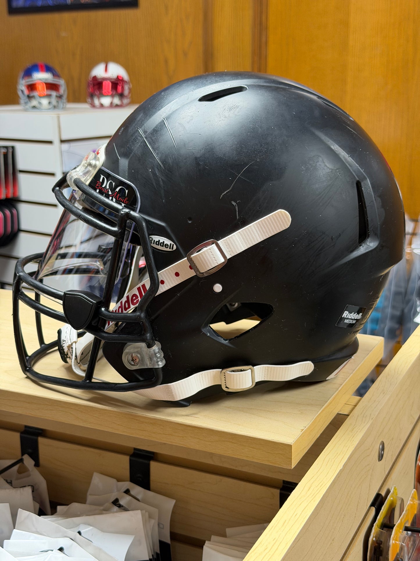Used Riddell Victor Youth Medium Football Helmet with a Clear Visor