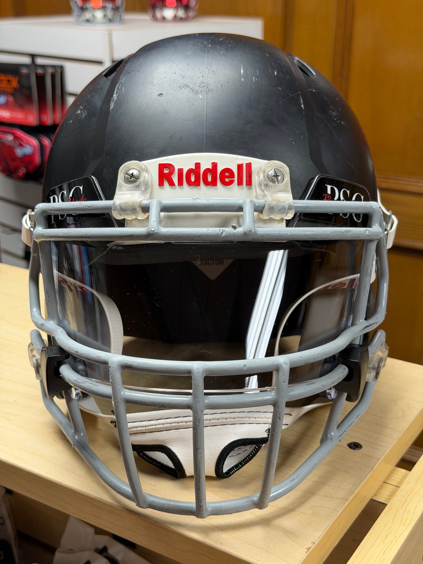 Used Riddell Victor Youth XS Football Helmet with a Clear Visor