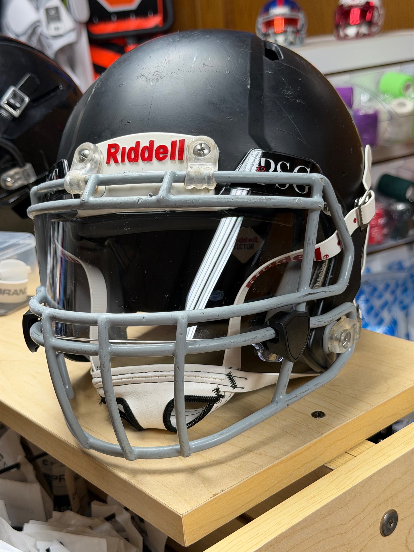 Used Riddell Victor Youth XS Football Helmet with a Clear Visor
