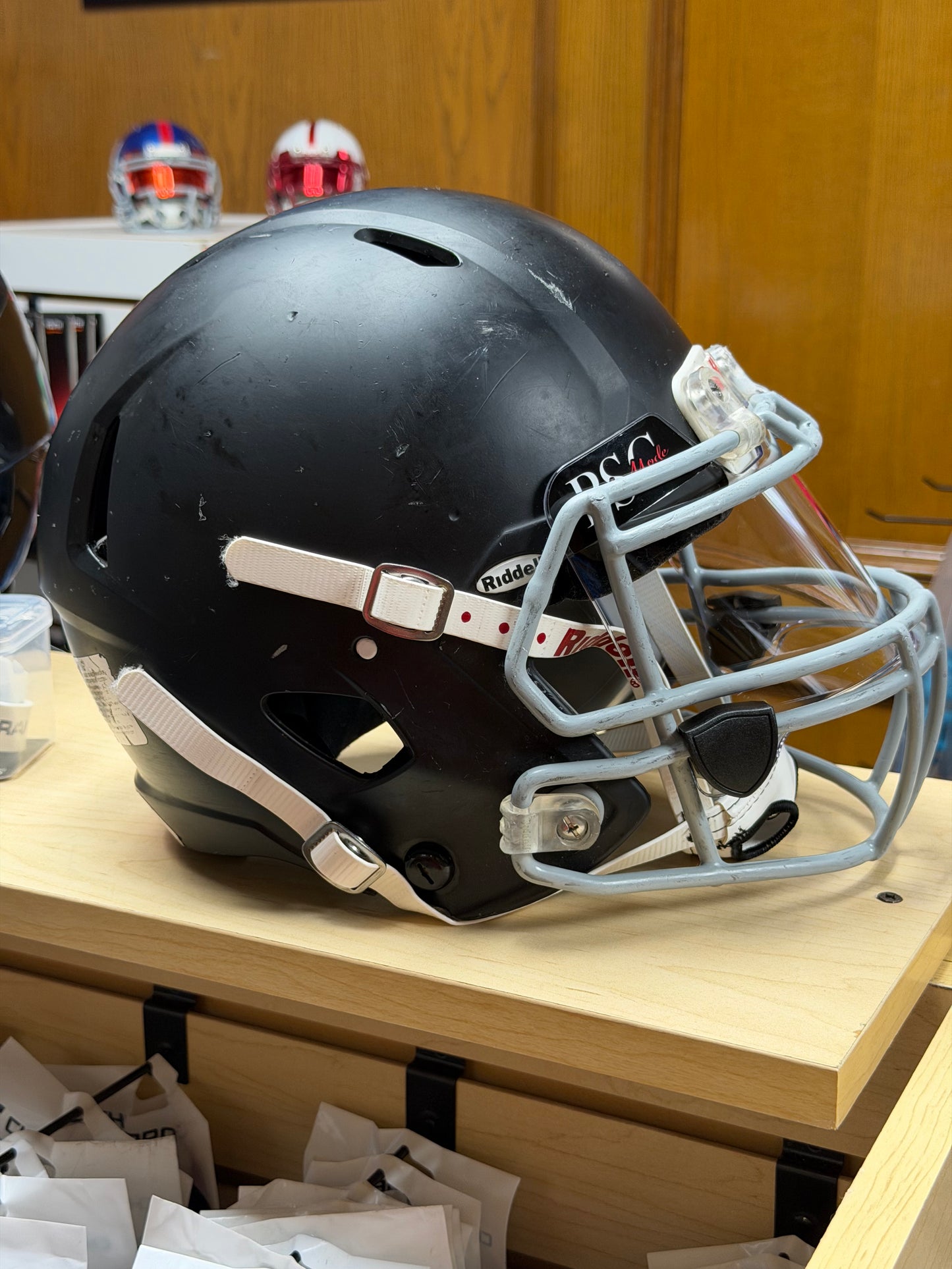 Used Riddell Victor Youth XS Football Helmet with a Clear Visor